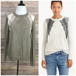 J. Crew Colorblock lace panel sweater